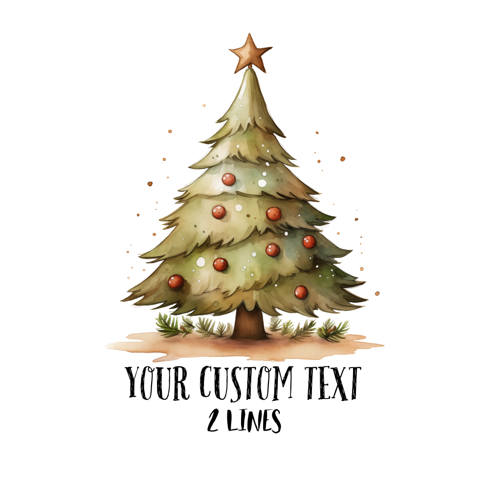Customizable Vintage Christmas Tree Ceramic Ornament
