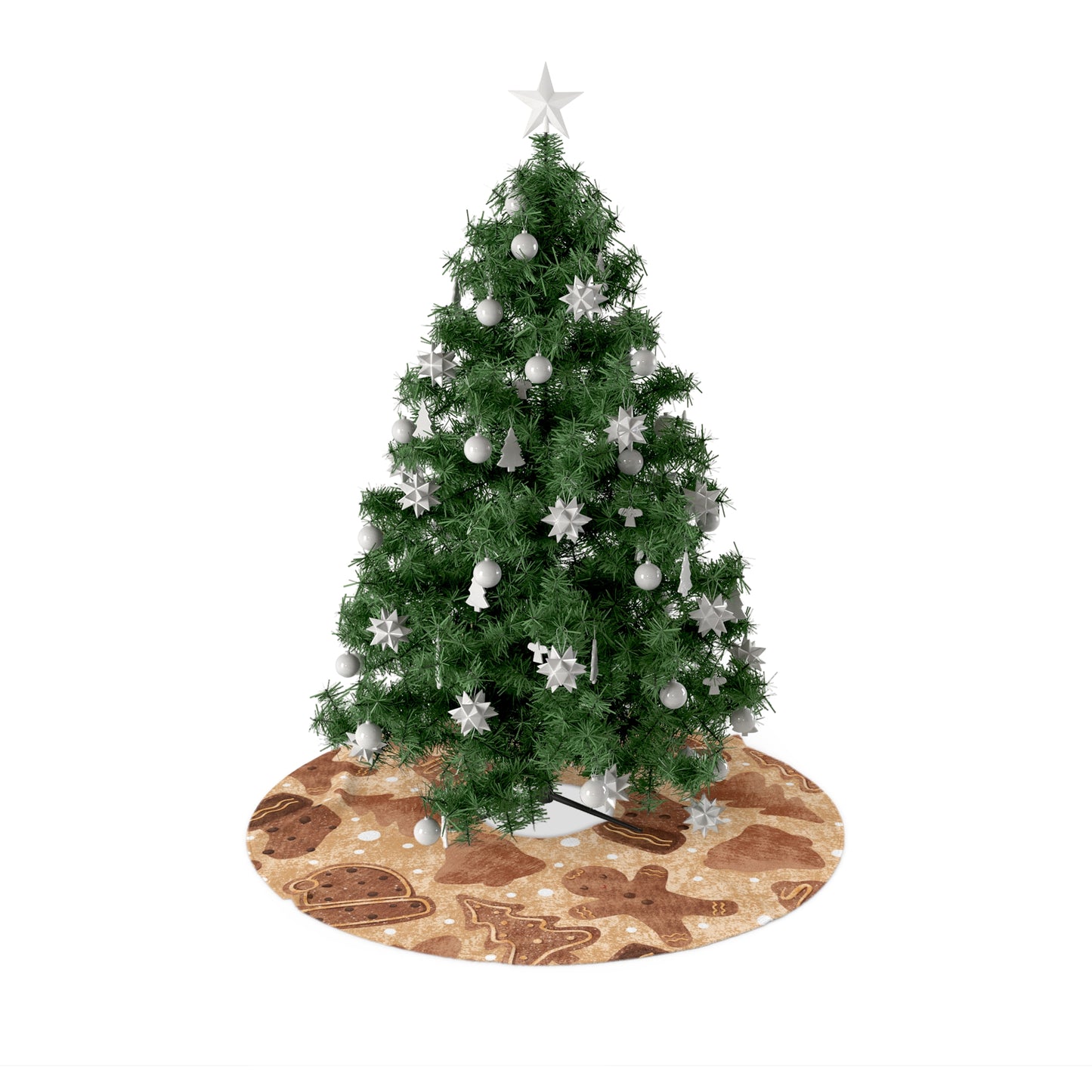 Gingerbread Cookie Pattern Tree Skirt — Festive Christmas Tree Skirt