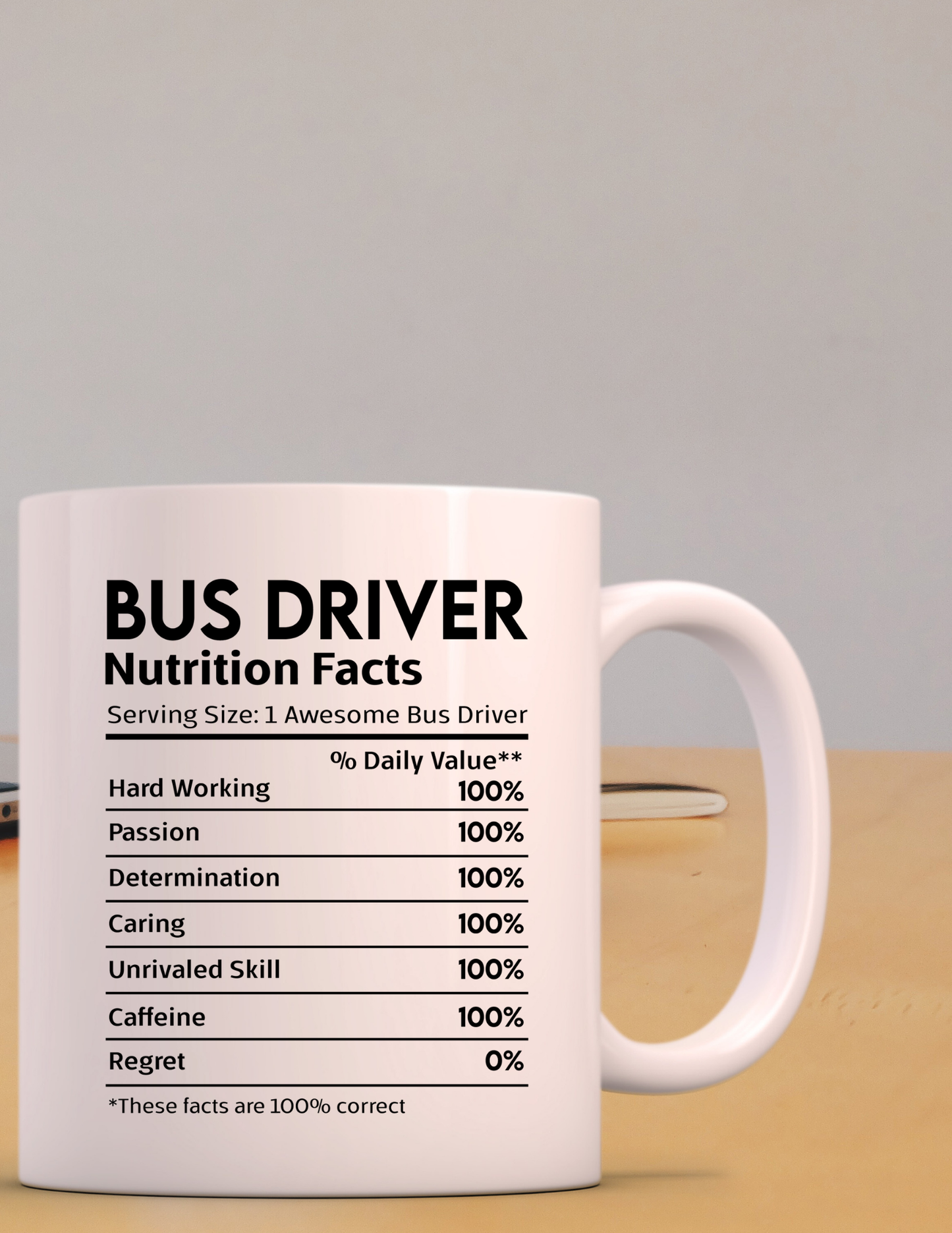 Bus Driver Nutrition Facts 11oz. Ceramic Coffee Mug