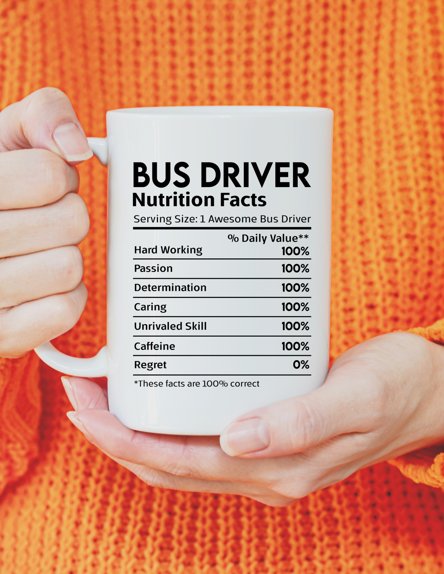 Bus Driver Nutrition Facts 11oz. Ceramic Coffee Mug