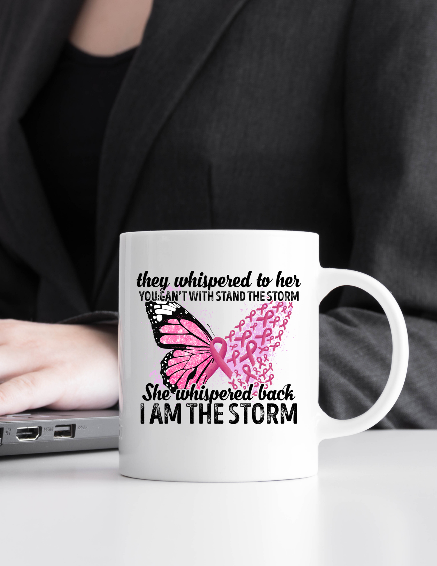 Breast Cancer Awareness I Am the Storm Ceramic Mug