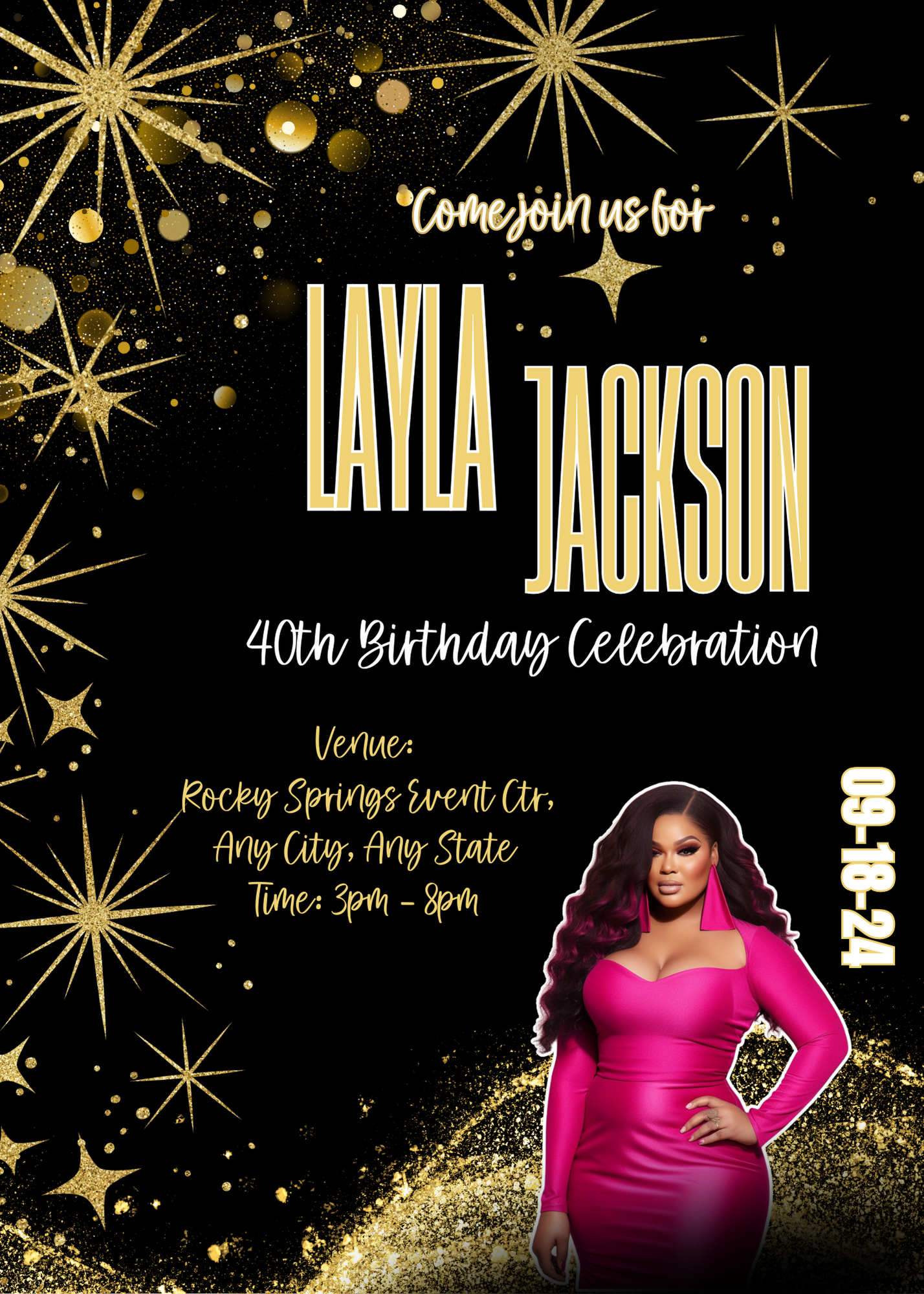 Editable Birthday Announcement/Event Invitation_ Shine