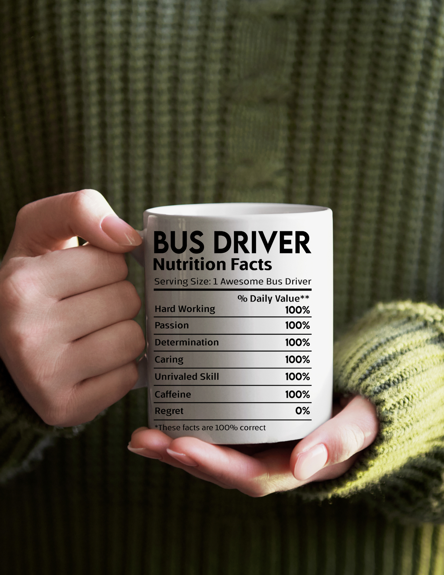 Bus Driver Nutrition Facts 11oz. Ceramic Coffee Mug