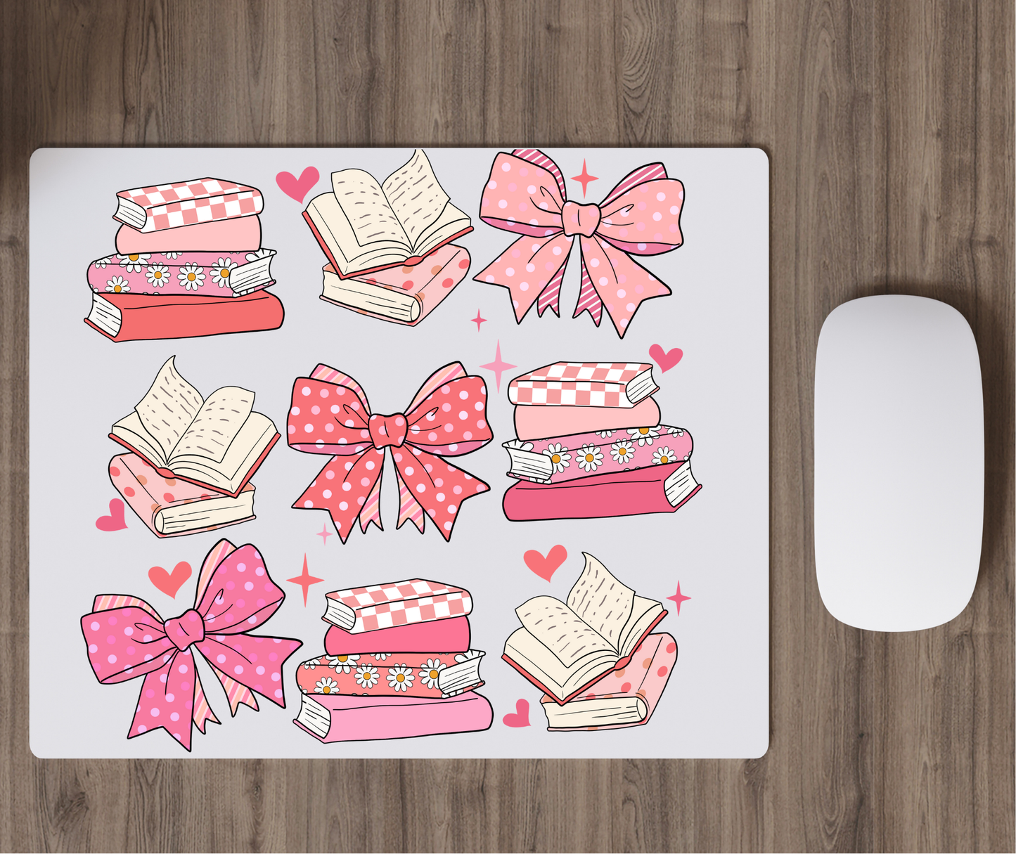 Book Lovers Pink Coquette Style Mousepad