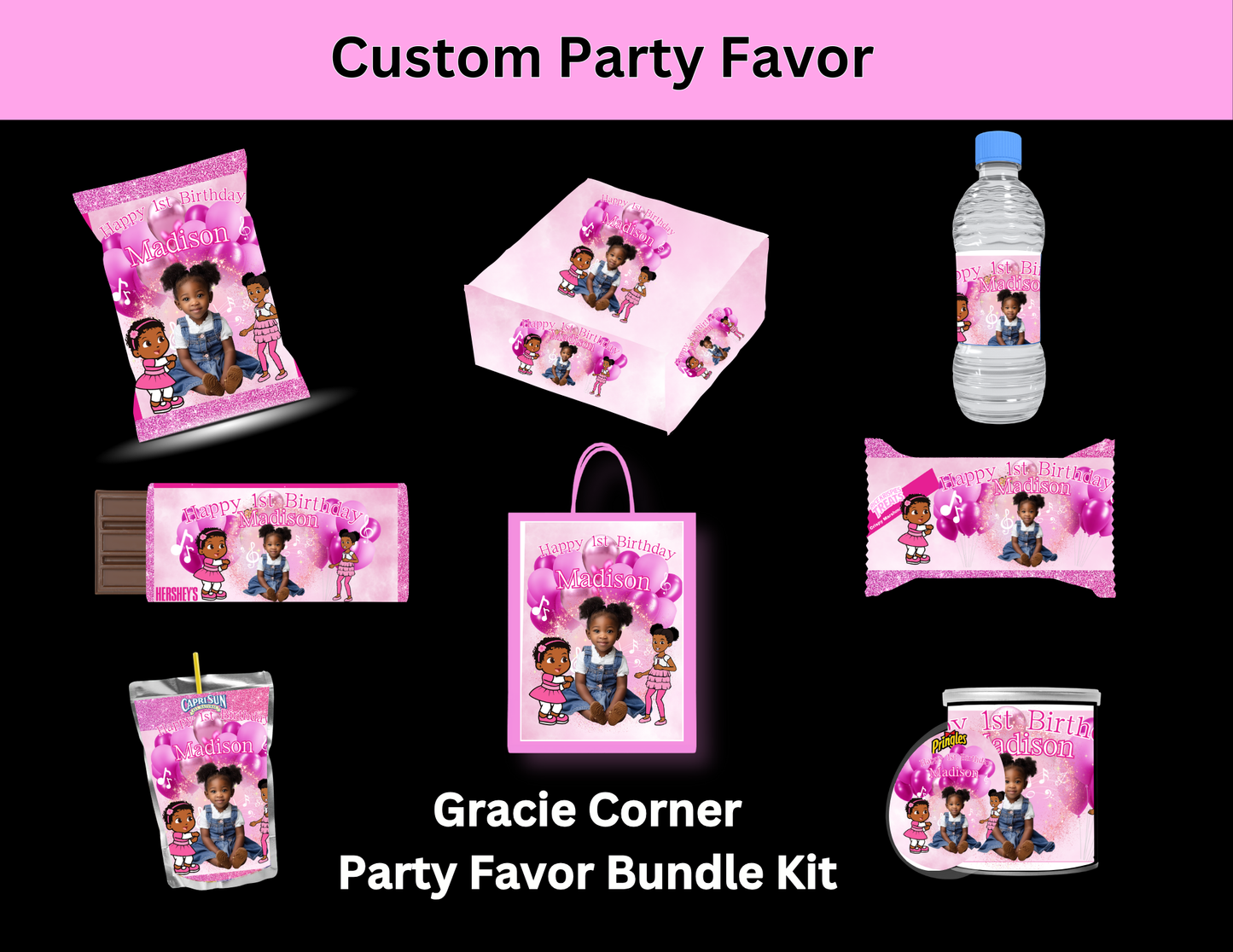 Gracie's Corner Party Favor Editable Digital Template Kit