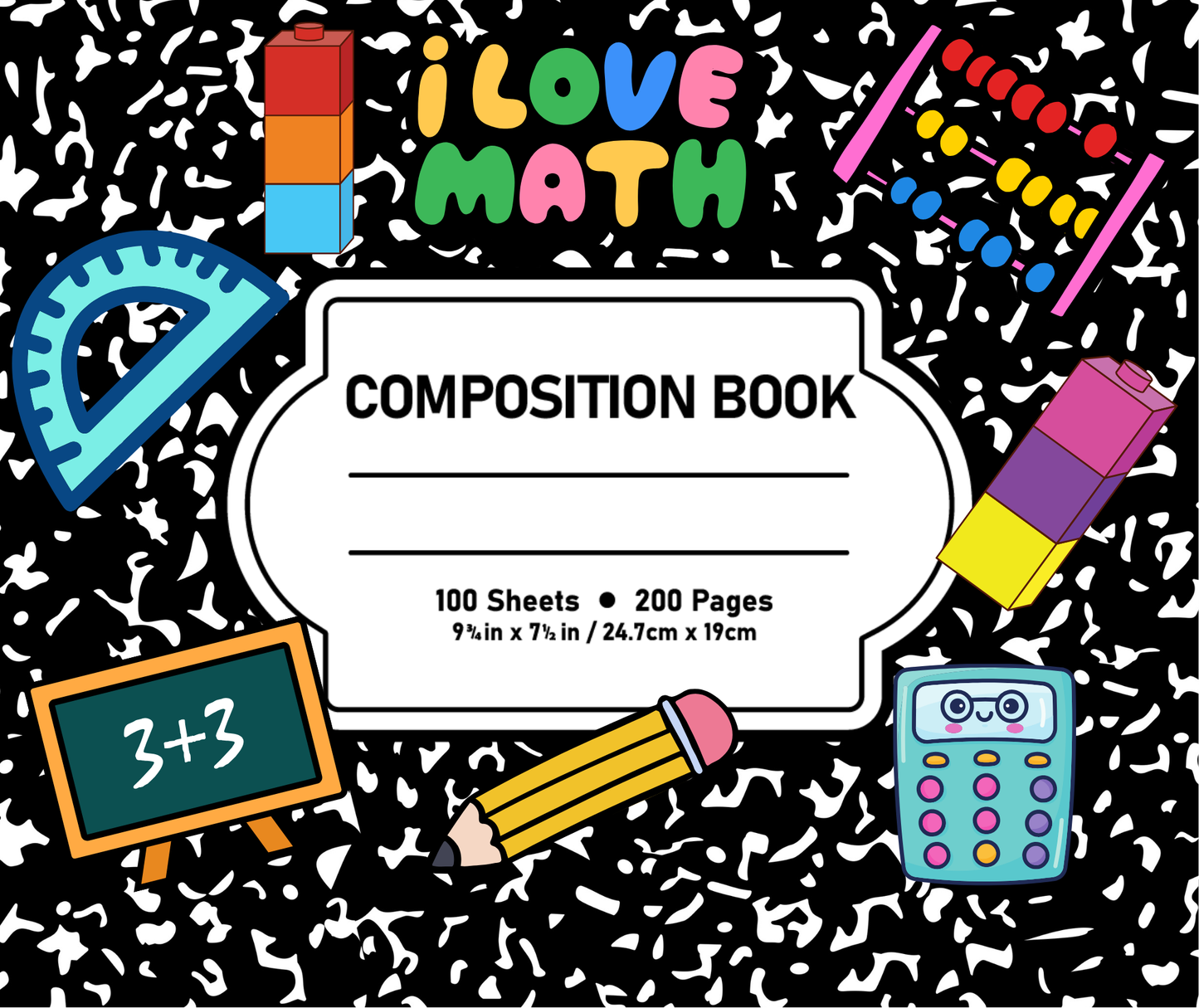 I Love Math Mouse Pad – Personalized, Fun Composition Notebook Desk Mat for Teachers, Students & Math Lovers – Cute School Supply Gift