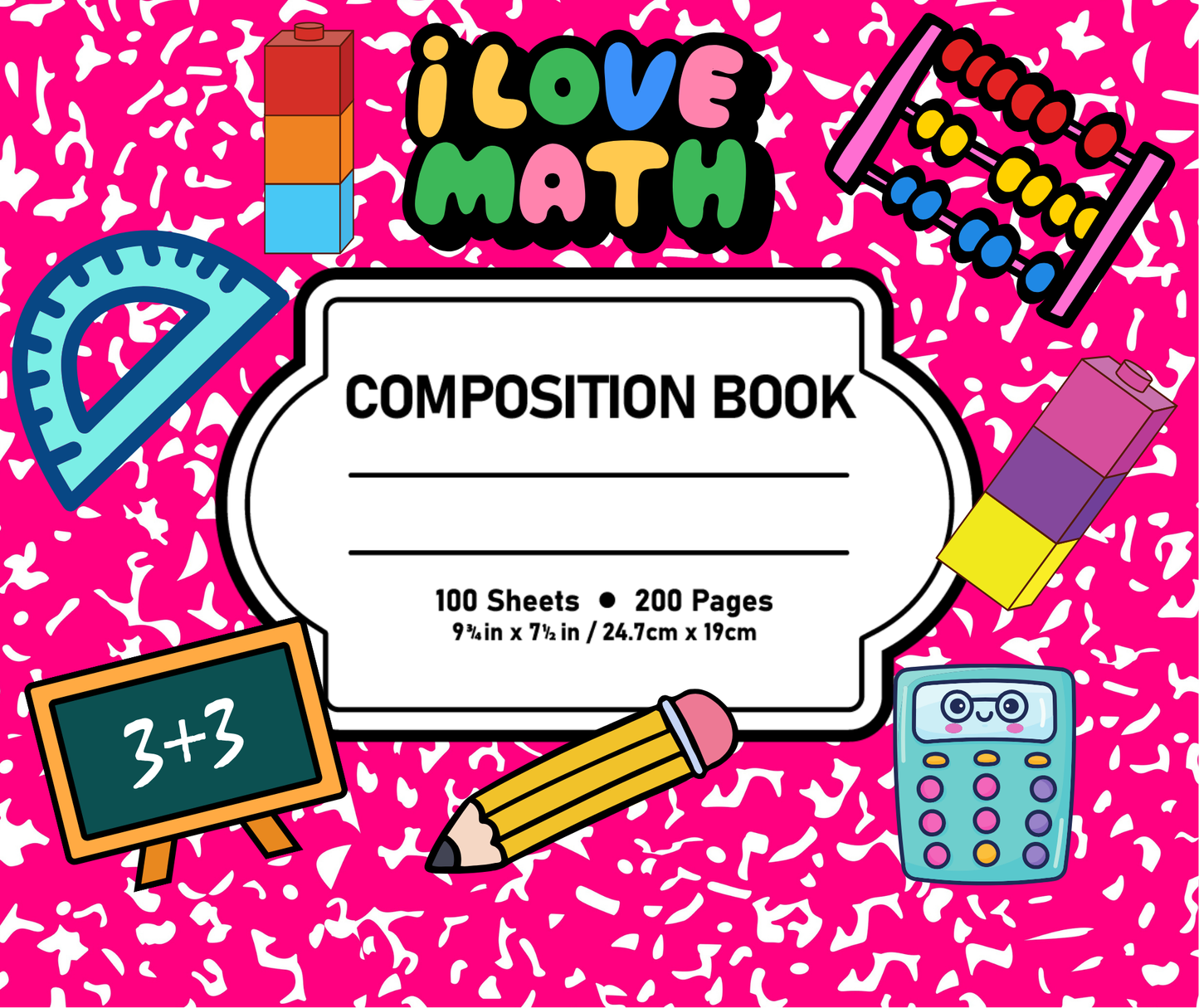 I Love Math Mouse Pad – Personalized, Fun Composition Notebook Desk Mat for Teachers, Students & Math Lovers – Cute School Supply Gift