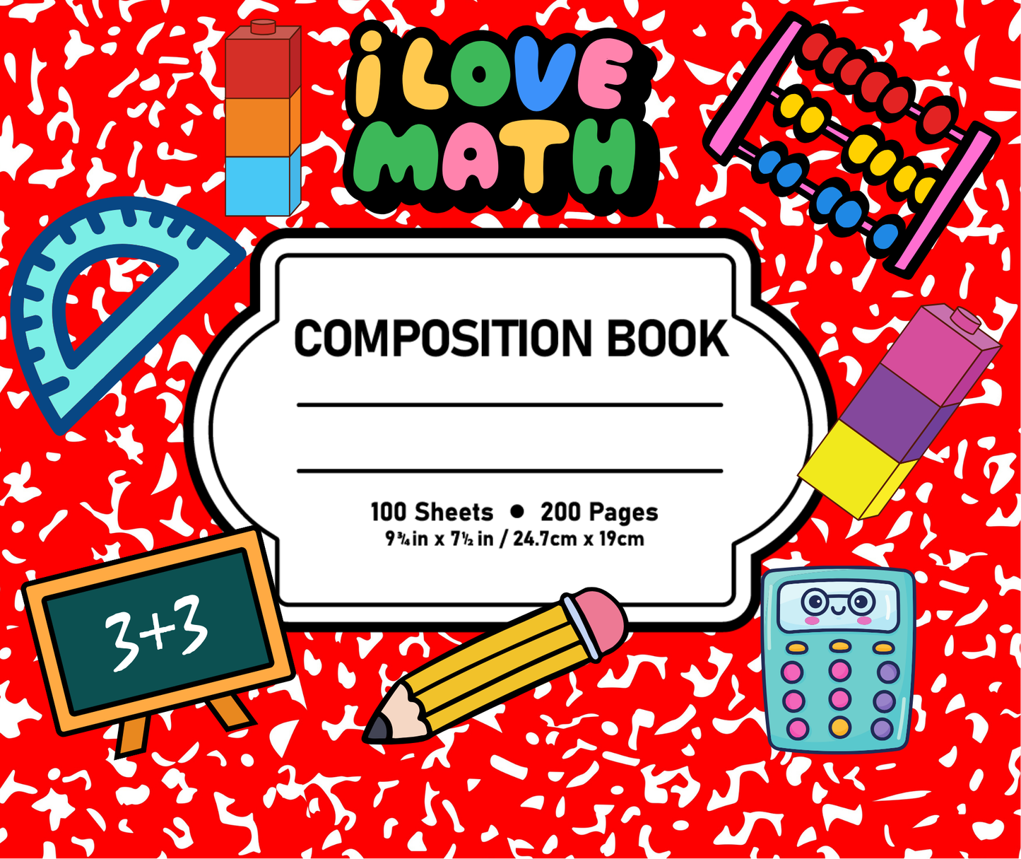 I Love Math Mouse Pad – Personalized, Fun Composition Notebook Desk Mat for Teachers, Students & Math Lovers – Cute School Supply Gift