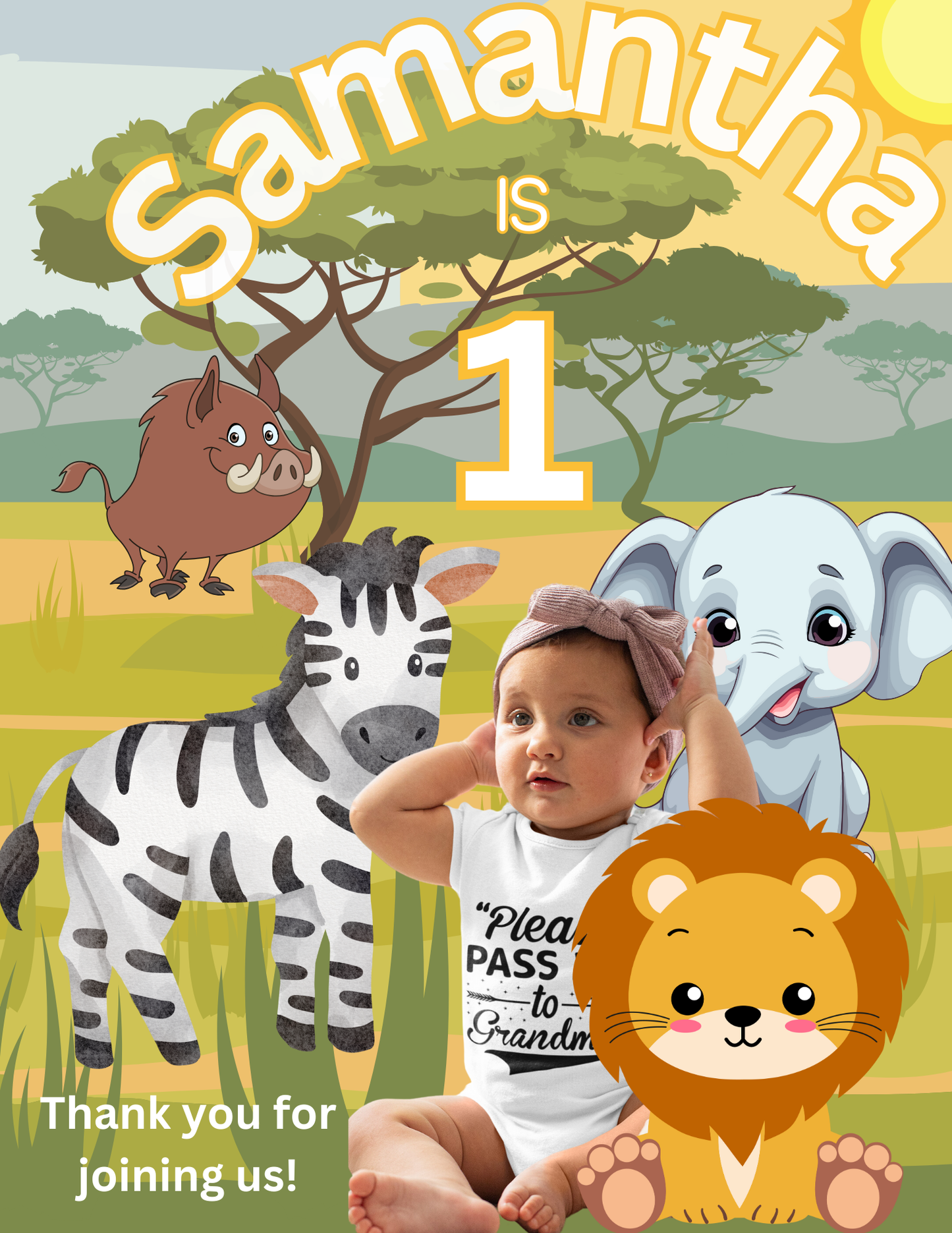 DIGITAL DOWNLOAD: Baby Jungle Themed Editable Template