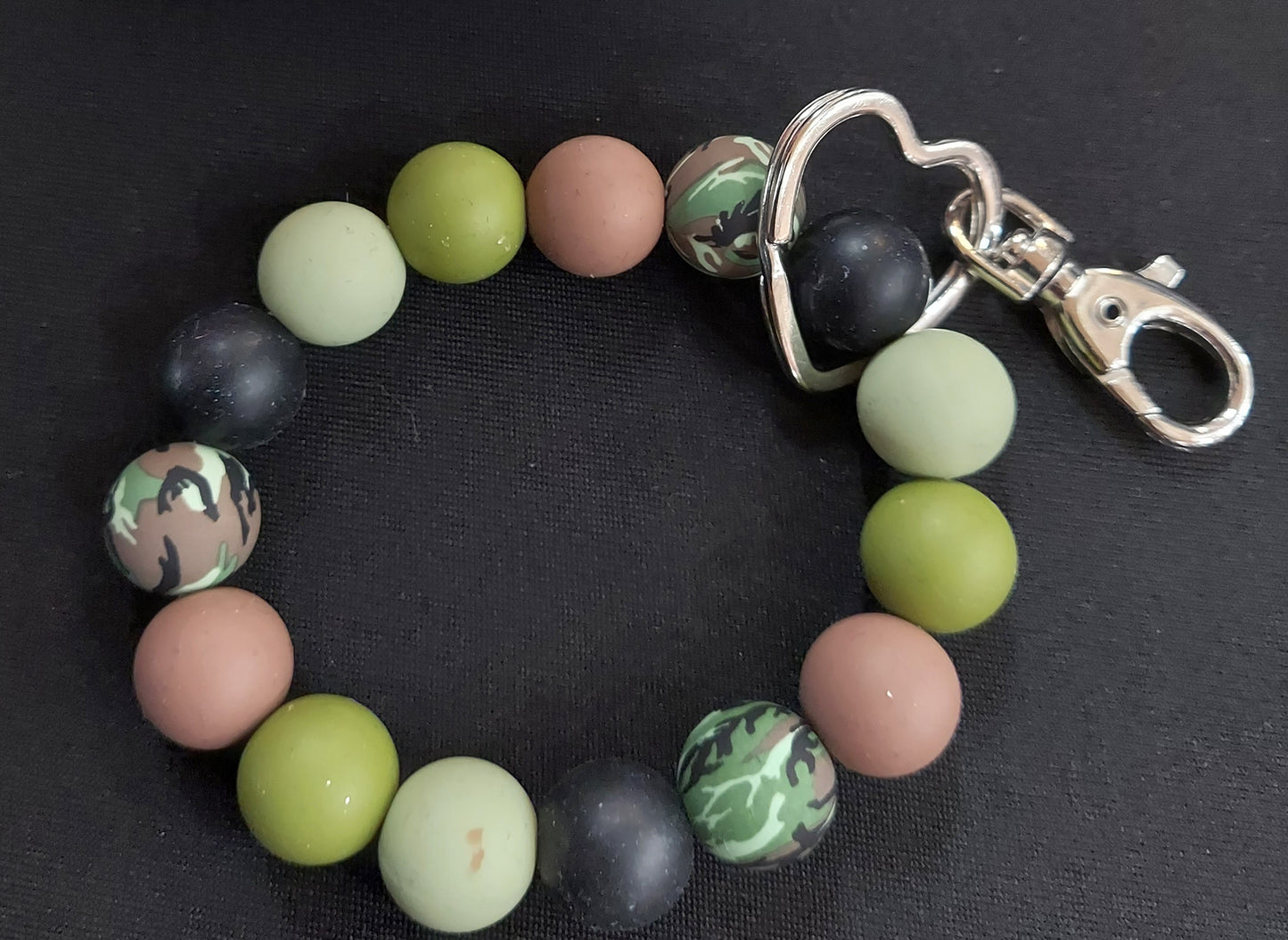 Camouflage Silicone Bead Wristlet Keychain