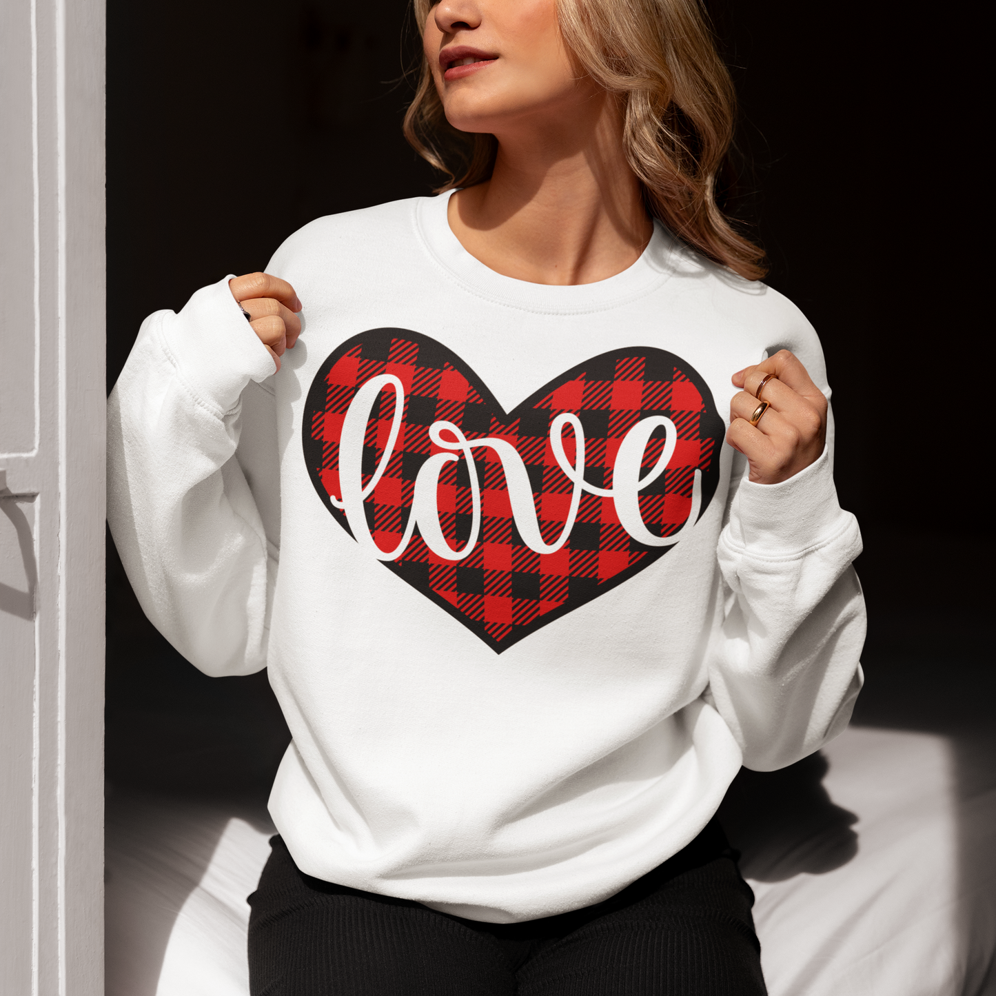 Give Me that Plaid Love! Valentine Sweatshirt