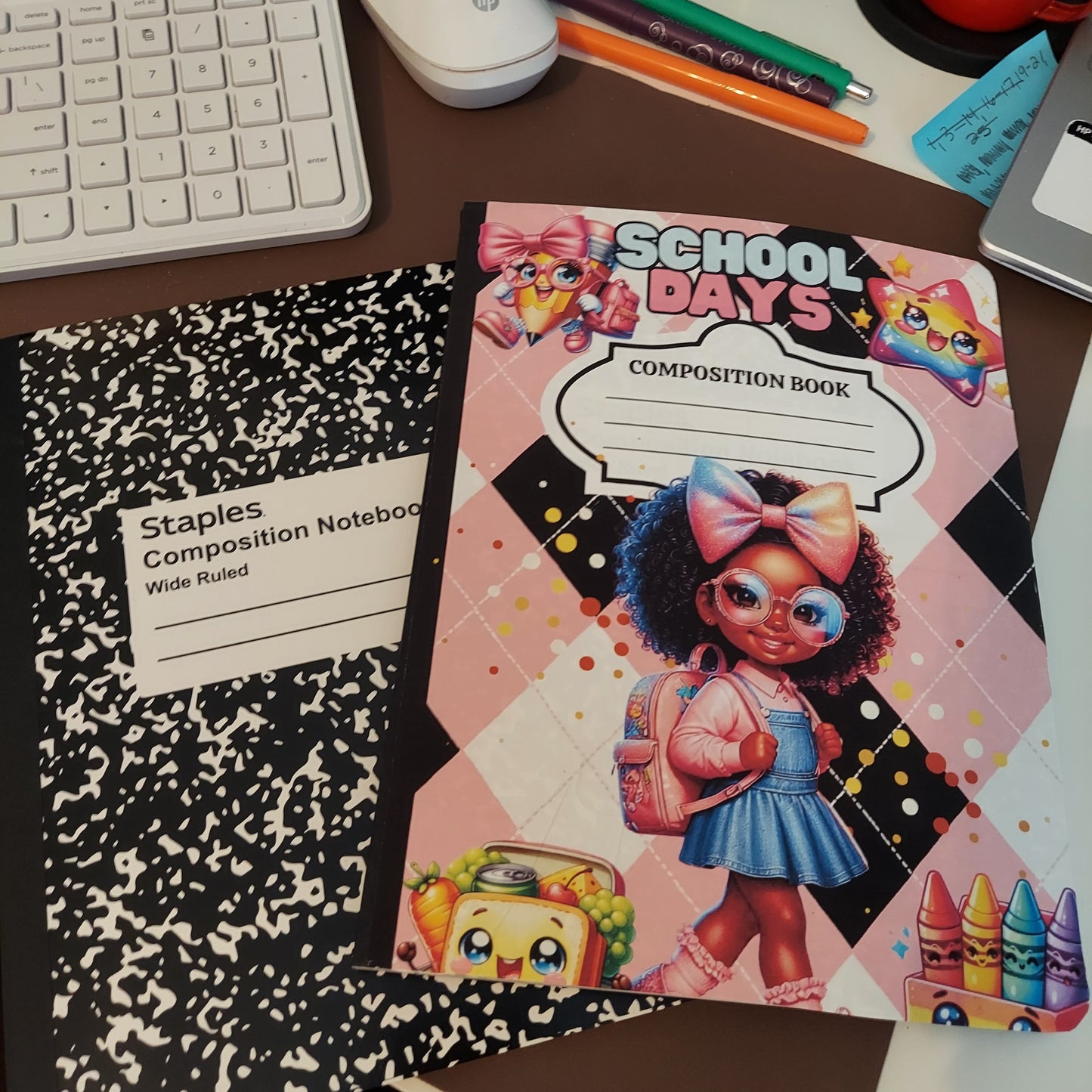 Female K-12 Afro Girl Student Stylish Composition Notebook