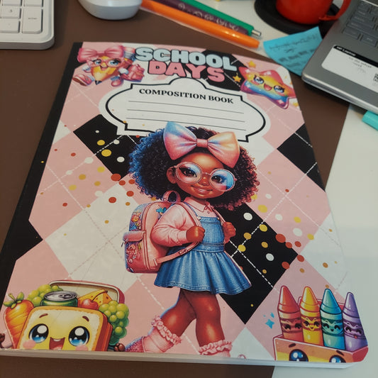 Female K-12 Afro Girl Student  Stylish Composition Notebook