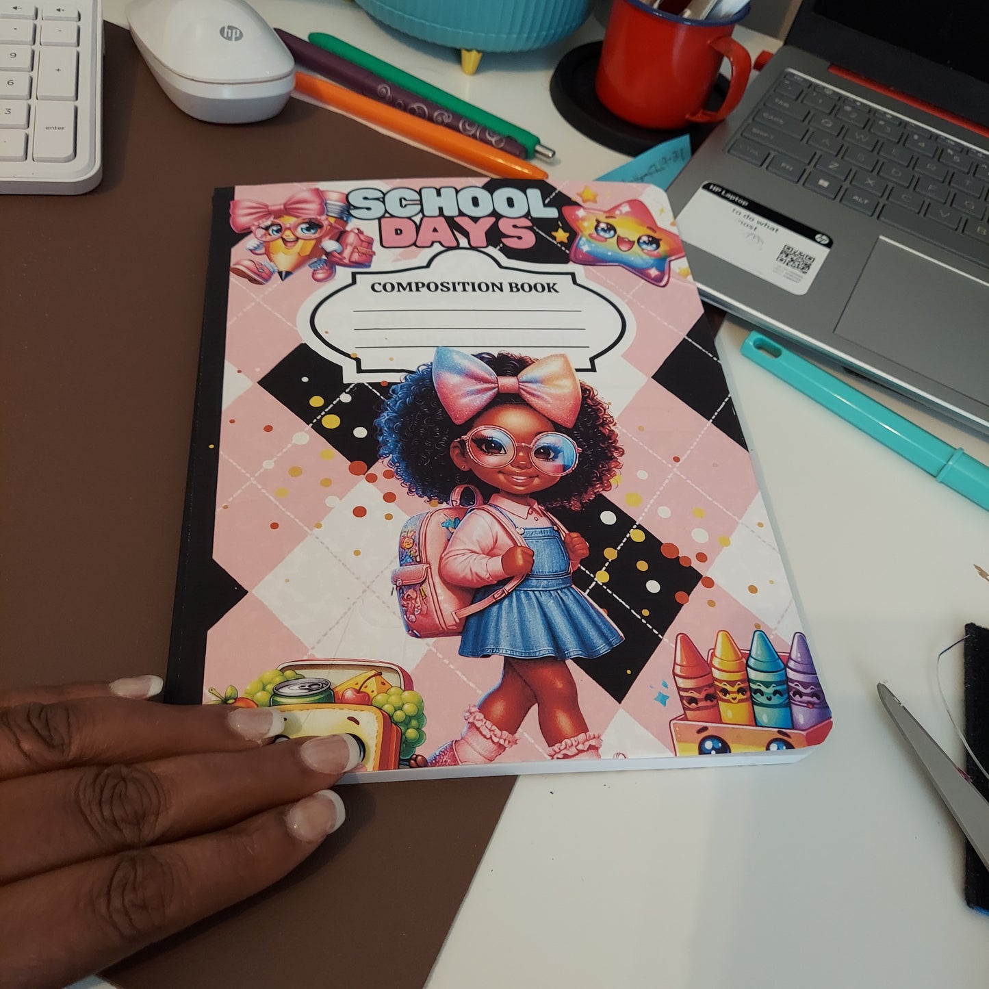 Female K-12 Afro Girl Student Stylish Composition Notebook