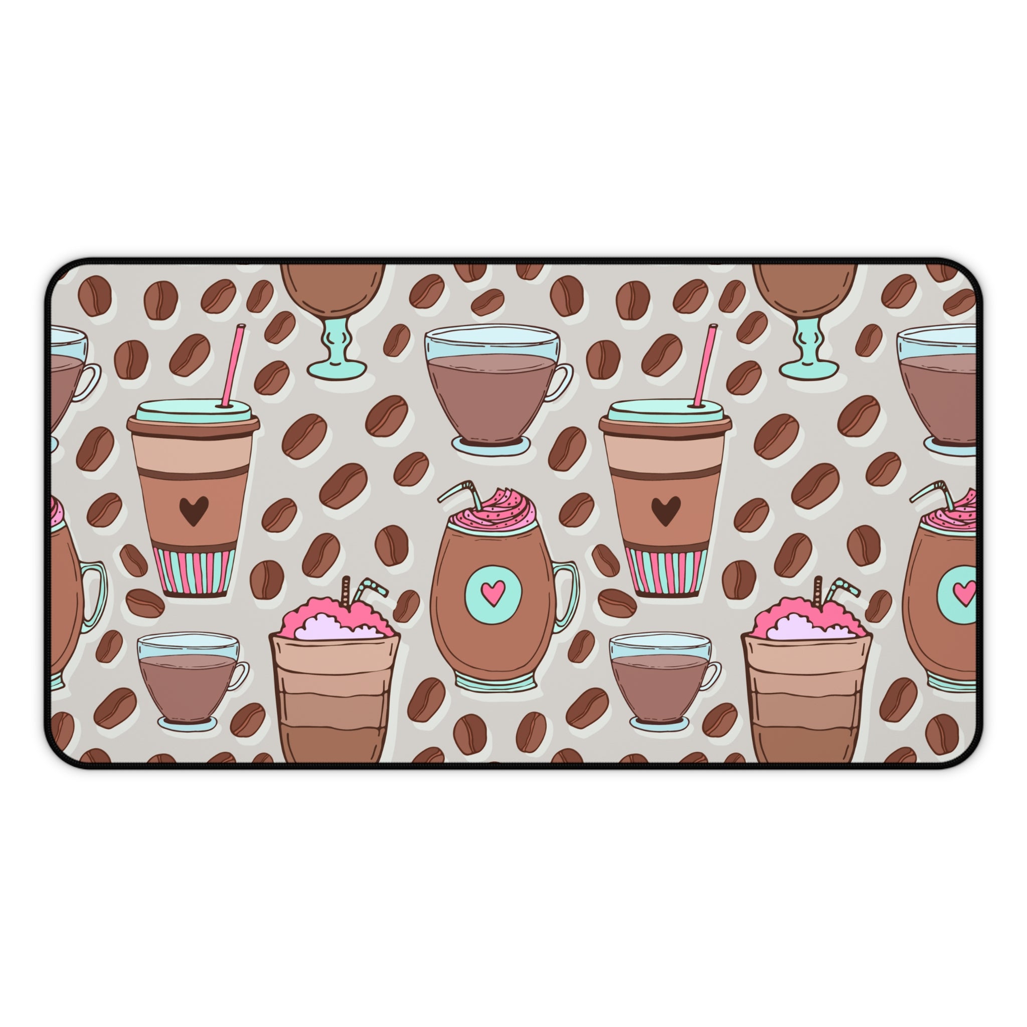 Coffee & Sweets Desk Mat — Cute Coffee Pattern Mouse Pad for Home Office