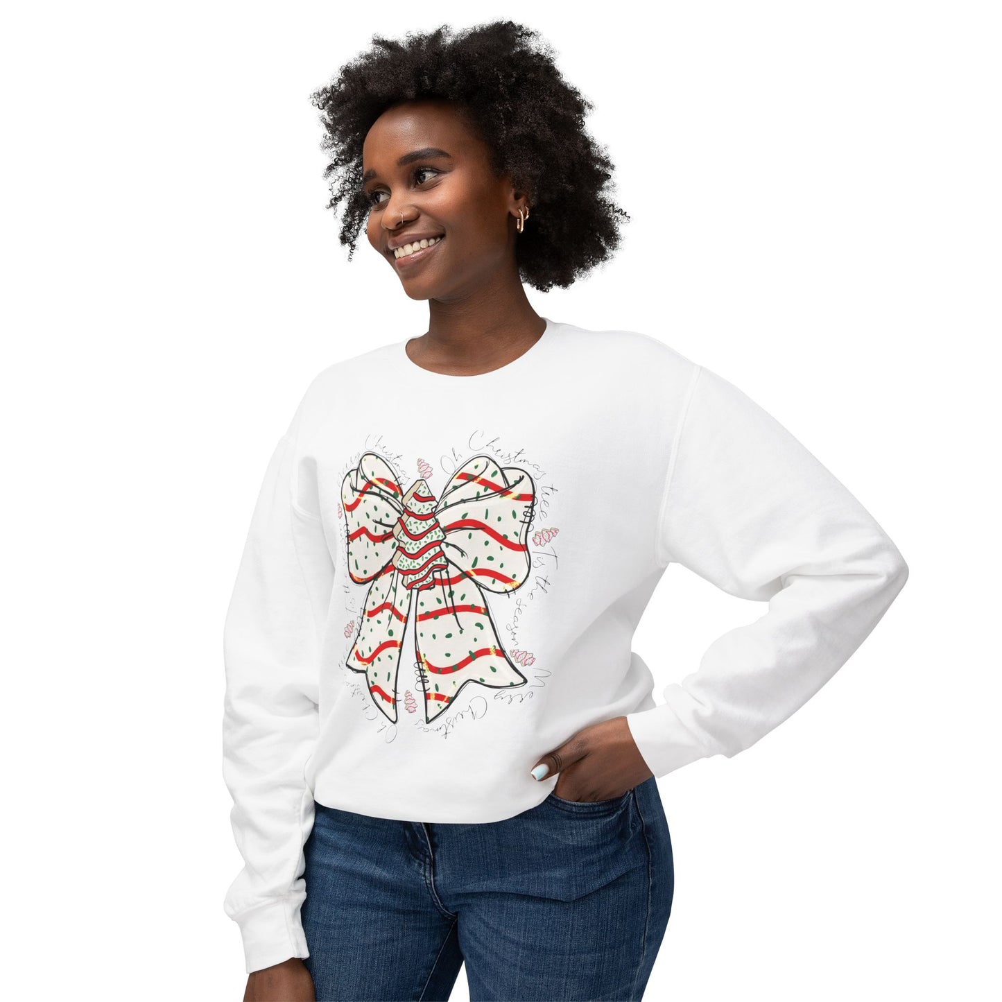 Holiday Candy Cane Bow Sweatshirt