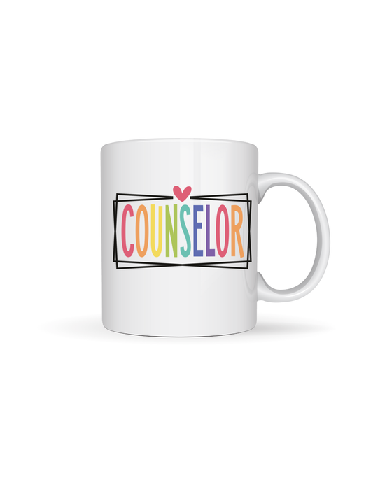 Counselor Rainbow Heart 11oz Ceramic Coffee Mug