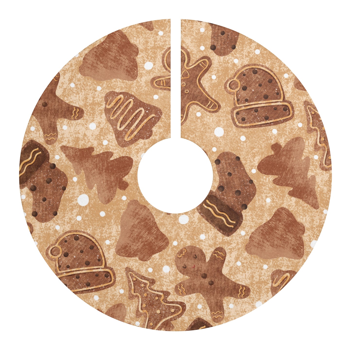 Gingerbread Cookie Pattern Tree Skirt — Festive Christmas Tree Skirt