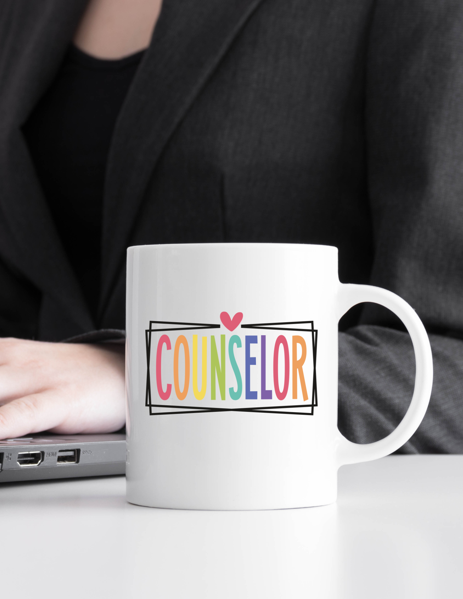 Counselor Rainbow Heart 11oz Ceramic Coffee Mug