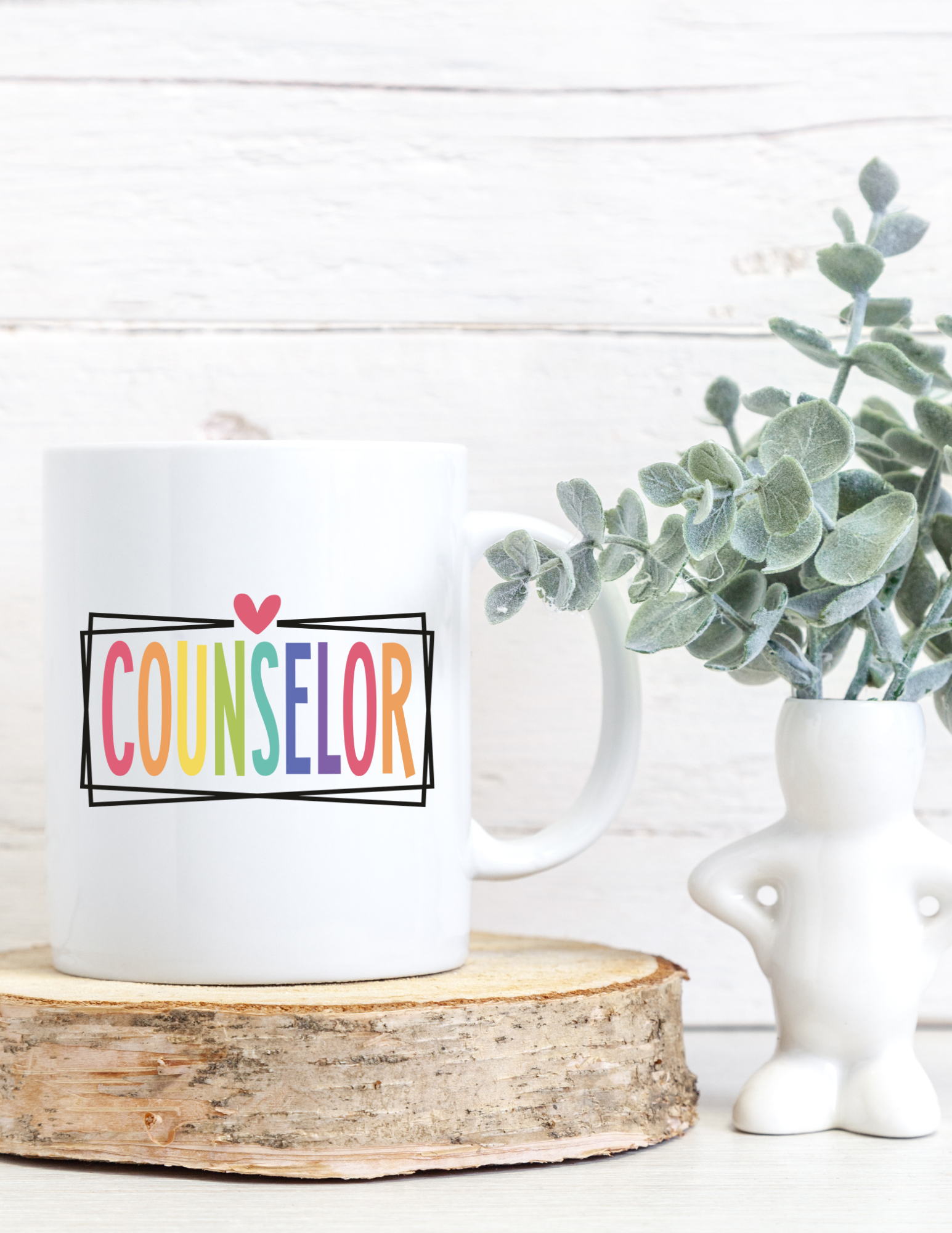Counselor Rainbow Heart 11oz Ceramic Coffee Mug