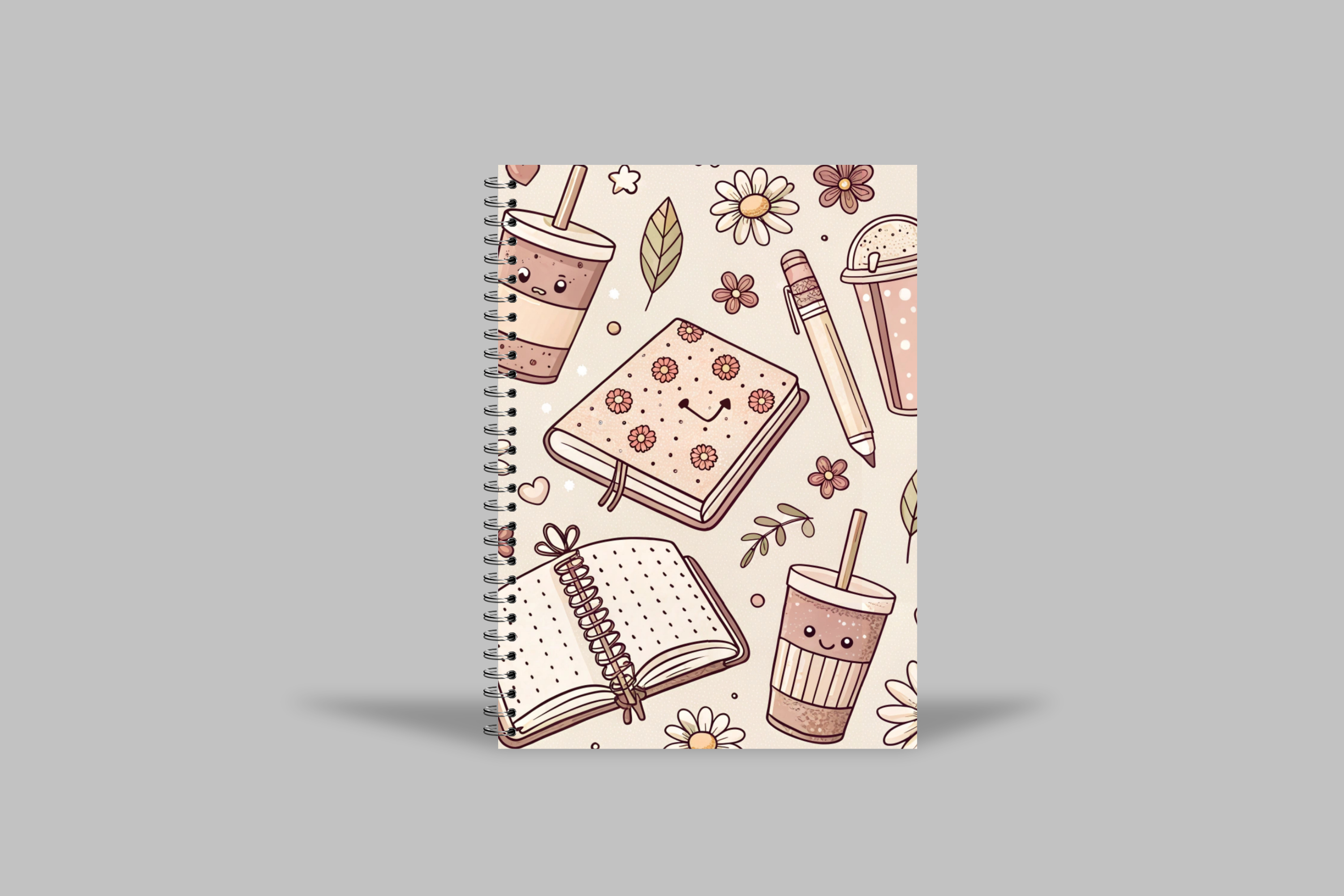 Boba & Bookish Spiral Notebook – 70 Sheets / 140 Lined Pages