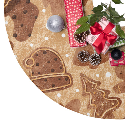 Gingerbread Cookie Pattern Tree Skirt — Festive Christmas Tree Skirt
