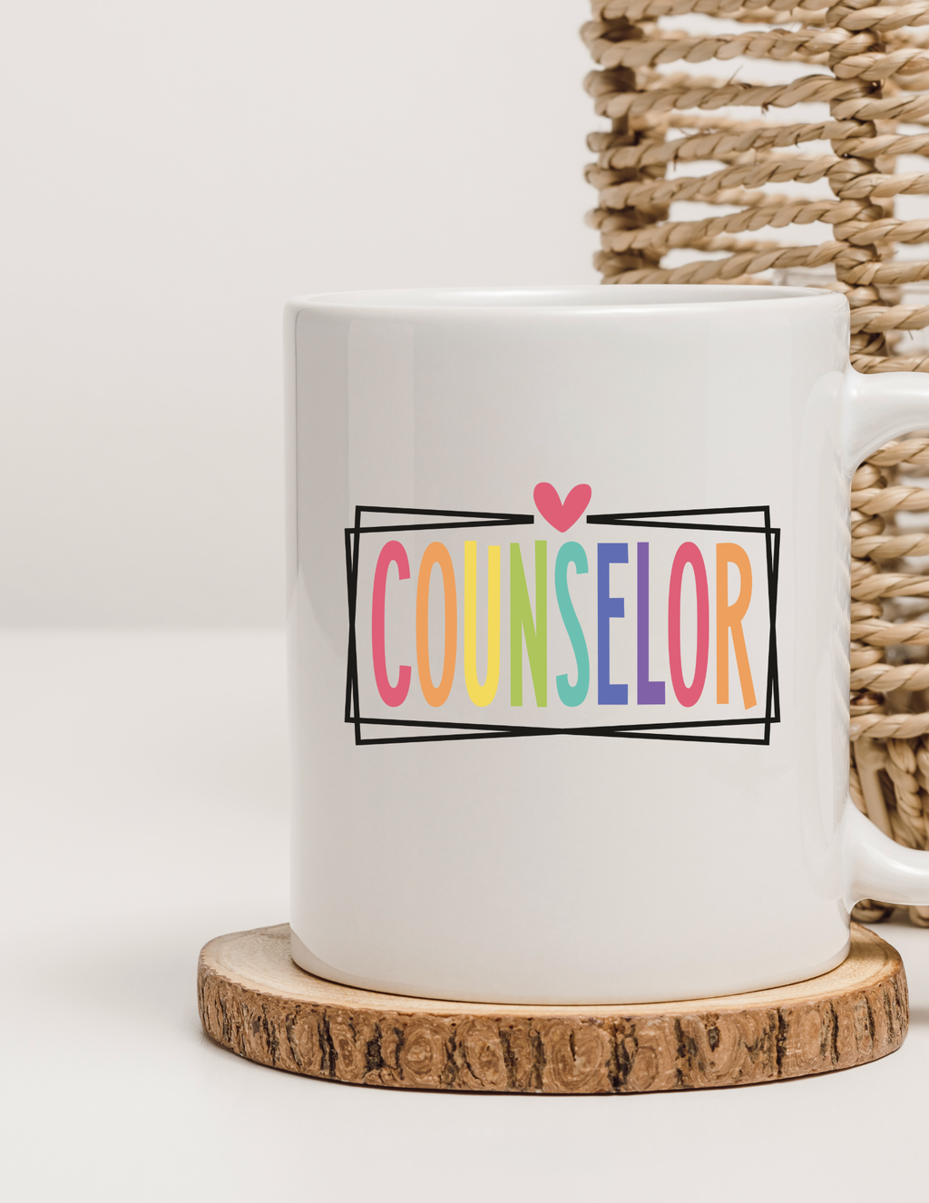 Counselor Rainbow Heart 11oz Ceramic Coffee Mug