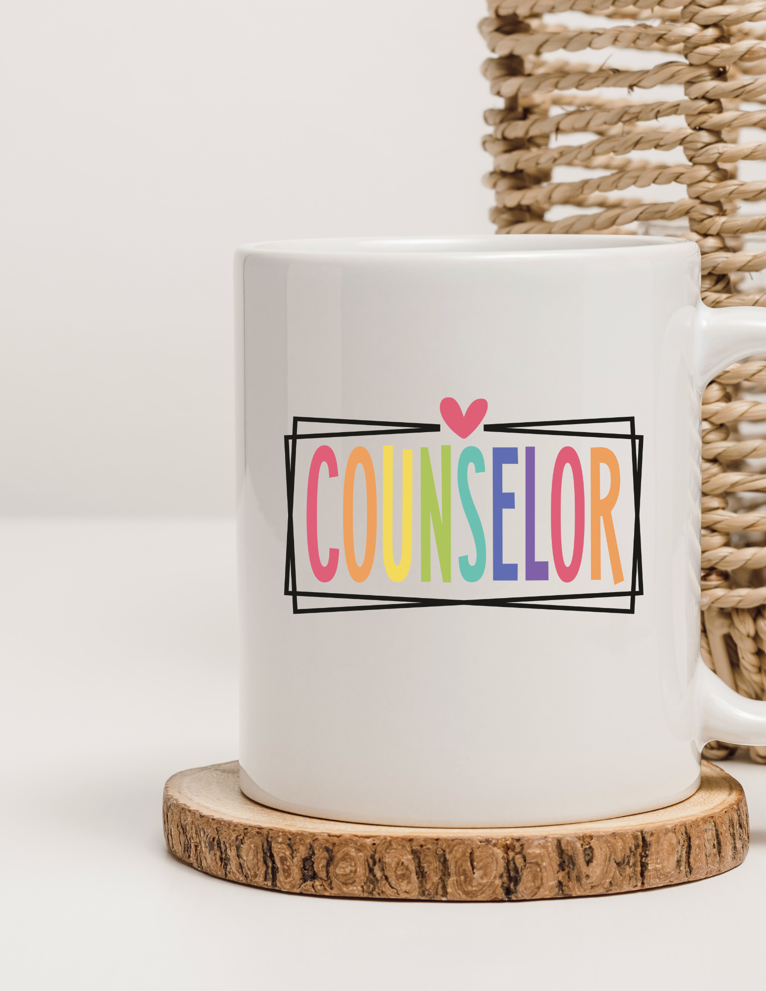 Counselor Rainbow Heart 11oz Ceramic Coffee Mug