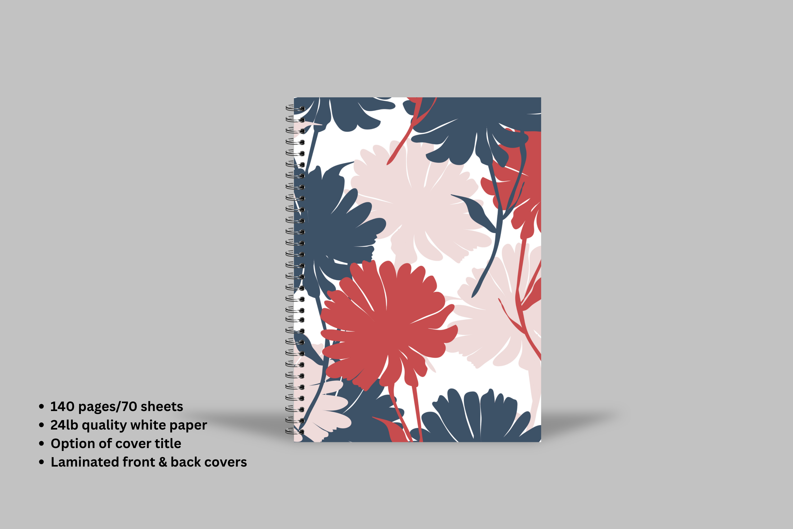 Chic Bloom Spiral Notebook – 70 Sheets / 140 Lined Pages