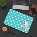 Eiffel Tower Polka Dot Desk Mat — Turquoise Floral Mousepad