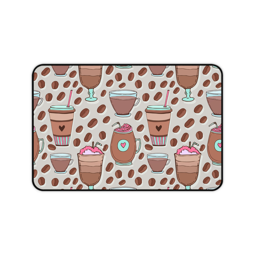 Coffee & Sweets Desk Mat — Cute Coffee Pattern Mouse Pad for Home Office