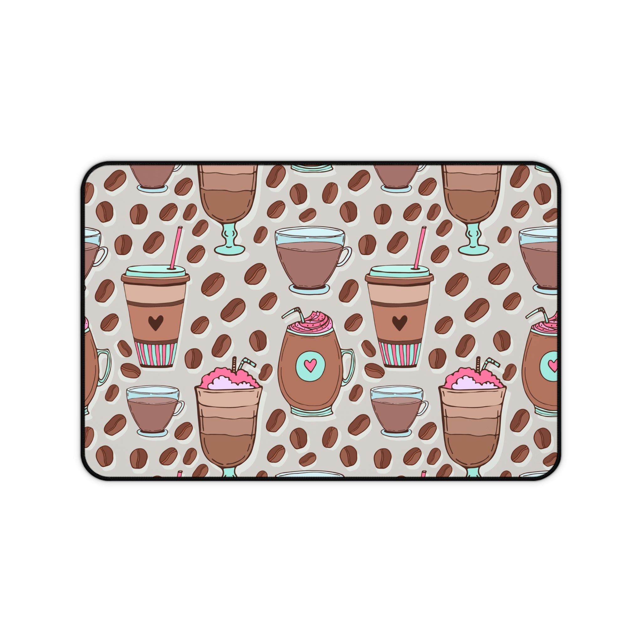Coffee & Sweets Desk Mat — Cute Coffee Pattern Mouse Pad for Home Office