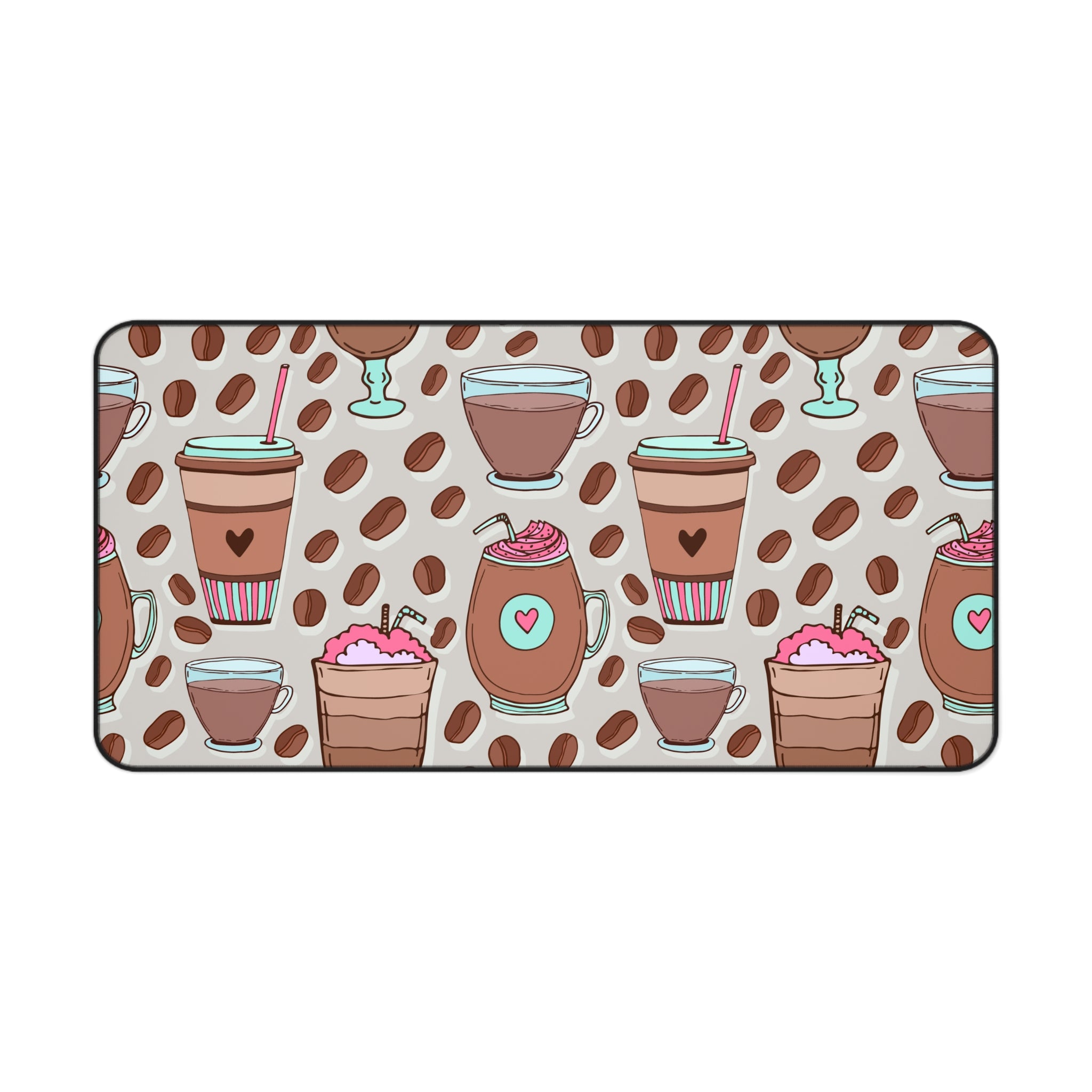 Coffee & Sweets Desk Mat — Cute Coffee Pattern Mouse Pad for Home Office