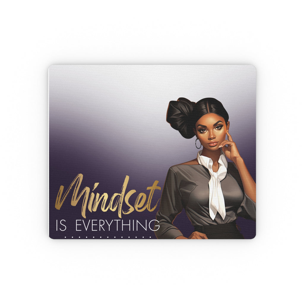 Mindset Is Everything Rectangular Mouse Pad — Motivational Office Mousepad with Empowered Woman Design