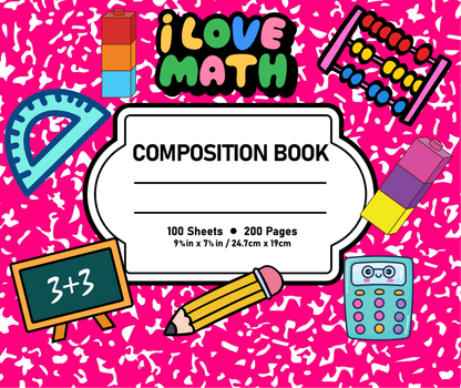 I Love Math Mouse Pad – Personalized, Fun Composition Notebook Desk Mat for Teachers, Students & Math Lovers – Cute School Supply Gift