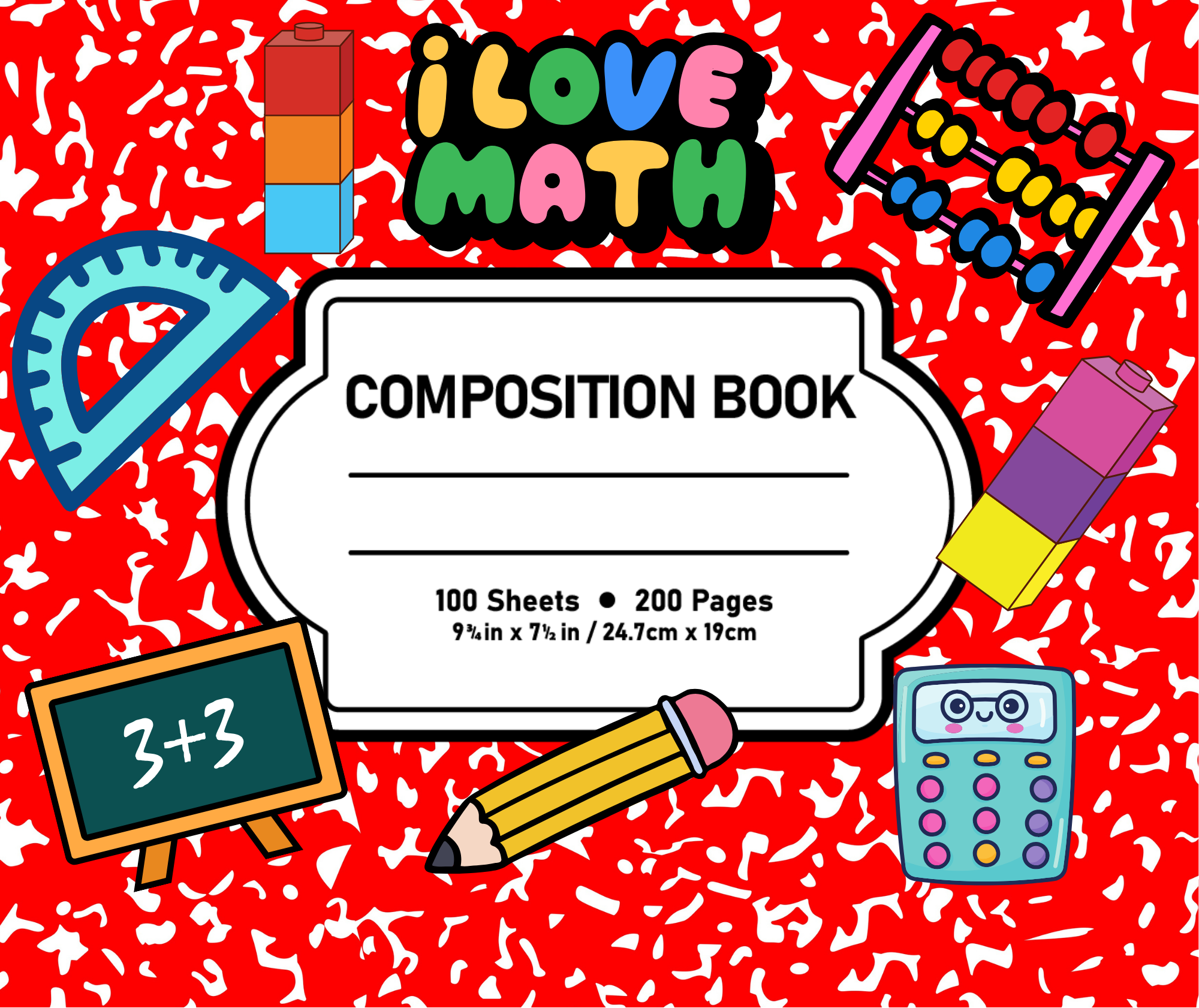 I Love Math Mouse Pad – Personalized, Fun Composition Notebook Desk Mat for Teachers, Students & Math Lovers – Cute School Supply Gift