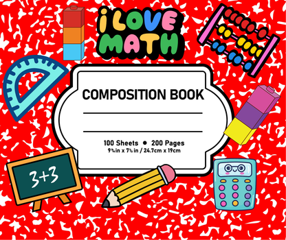I Love Math Mouse Pad – Personalized, Fun Composition Notebook Desk Mat for Teachers, Students & Math Lovers – Cute School Supply Gift