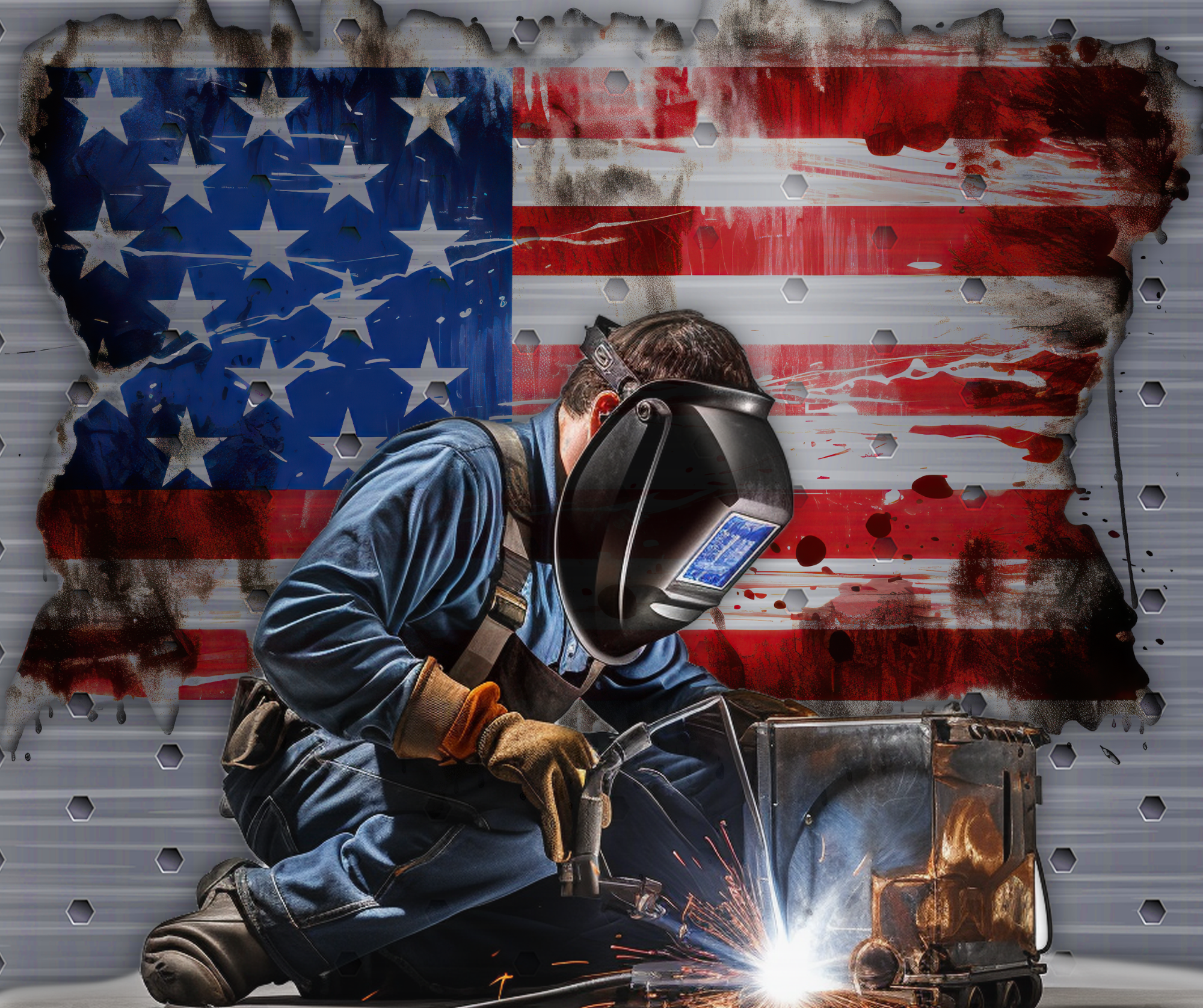 American Welder Mouse Pad – Patriotic USA Flag Welding Desk Mat