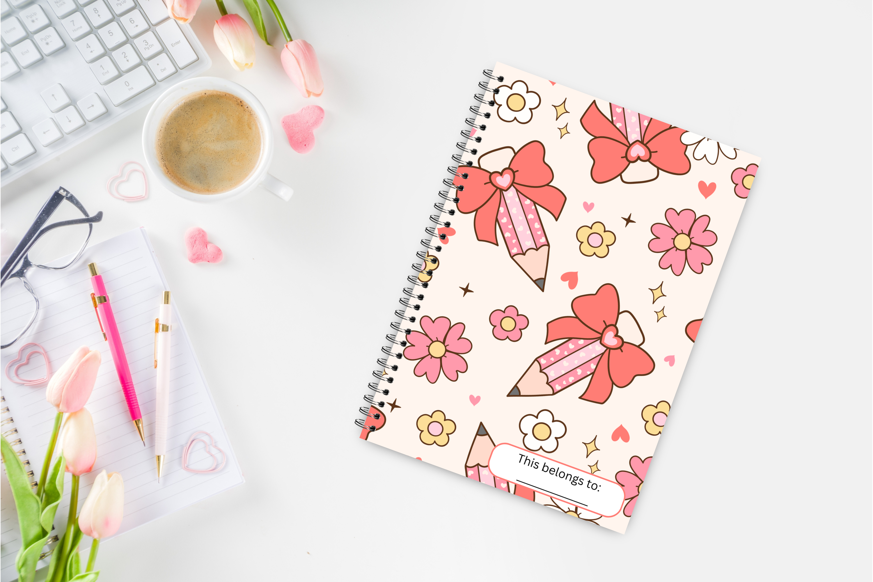 Pencil & Petals Notebook – 70 Sheets / 140 Lined Pages