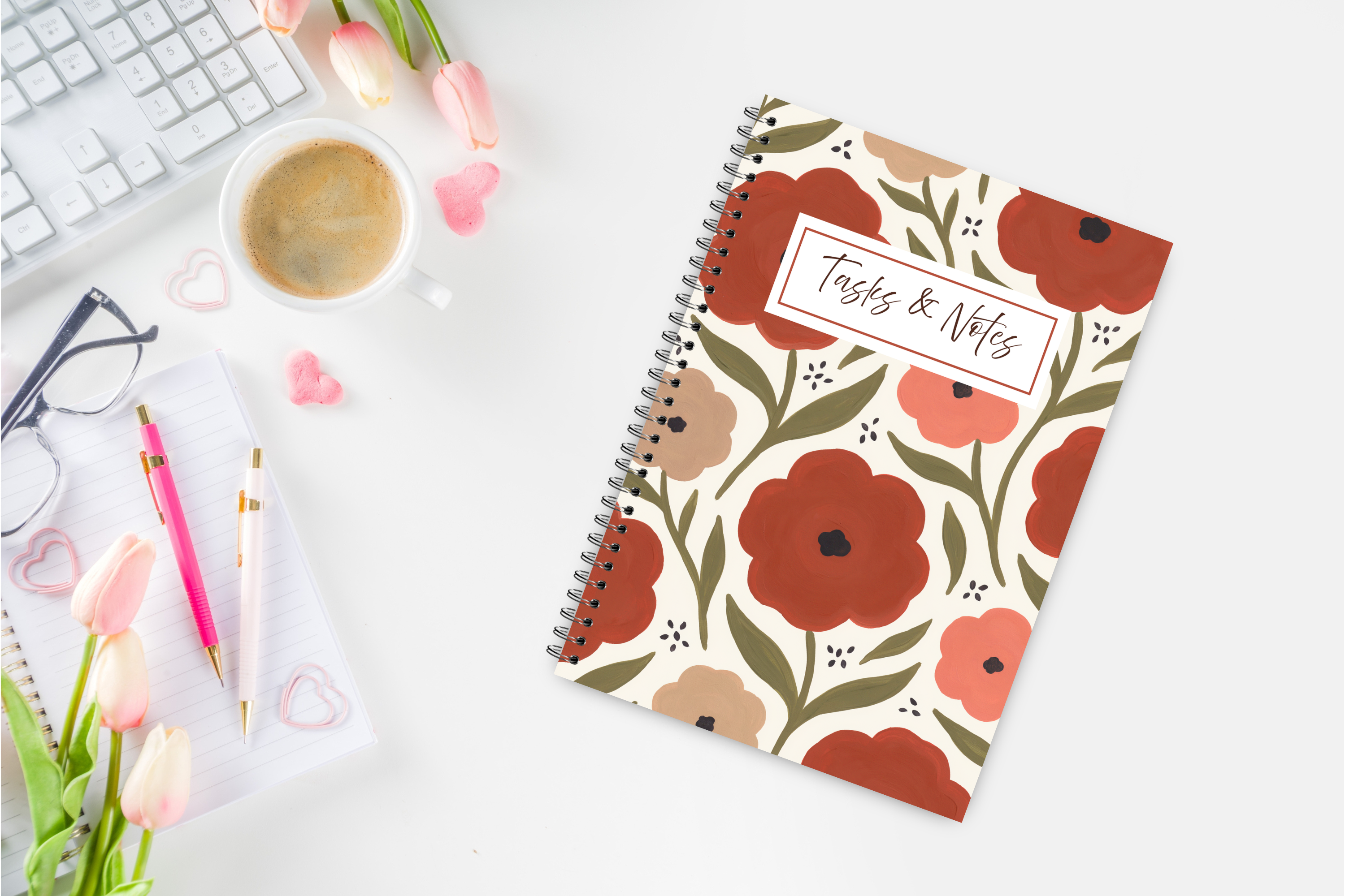 Timeless Petal Tasks & Notes Spiral Notebook