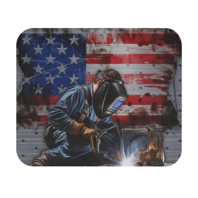 American Welder Mouse Pad – Patriotic USA Flag Welding Desk Mat