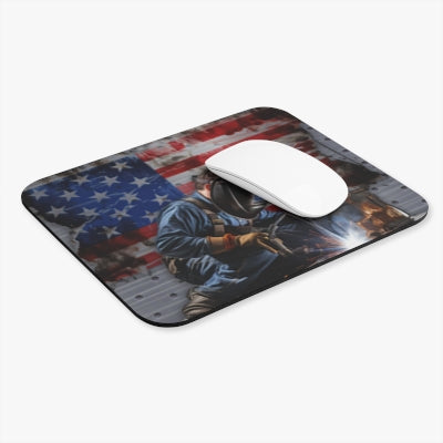 American Welder Mouse Pad – Patriotic USA Flag Welding Desk Mat