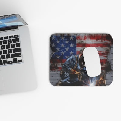 American Welder Mouse Pad – Patriotic USA Flag Welding Desk Mat