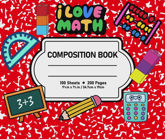 I Love Math Mouse Pad – Personalized, Fun Composition Notebook Desk Mat for Teachers, Students & Math Lovers – Cute School Supply Gift
