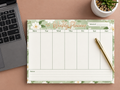 Sage Green Floral Weekly Desk Planner Notepad | 7-Day Weekly Organizer | Plan & Pages